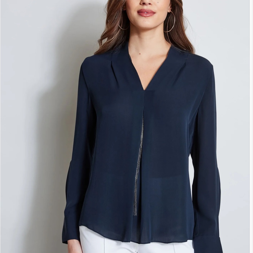Elie Tahari Long Sleeve Chain Shirt 100% Silk